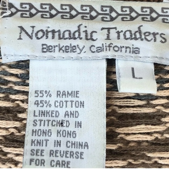 Vtg Nomadic Traders Zip Front Cardigan Floral Leaf Pattern Cotton Size Large - Picture 5 of 5